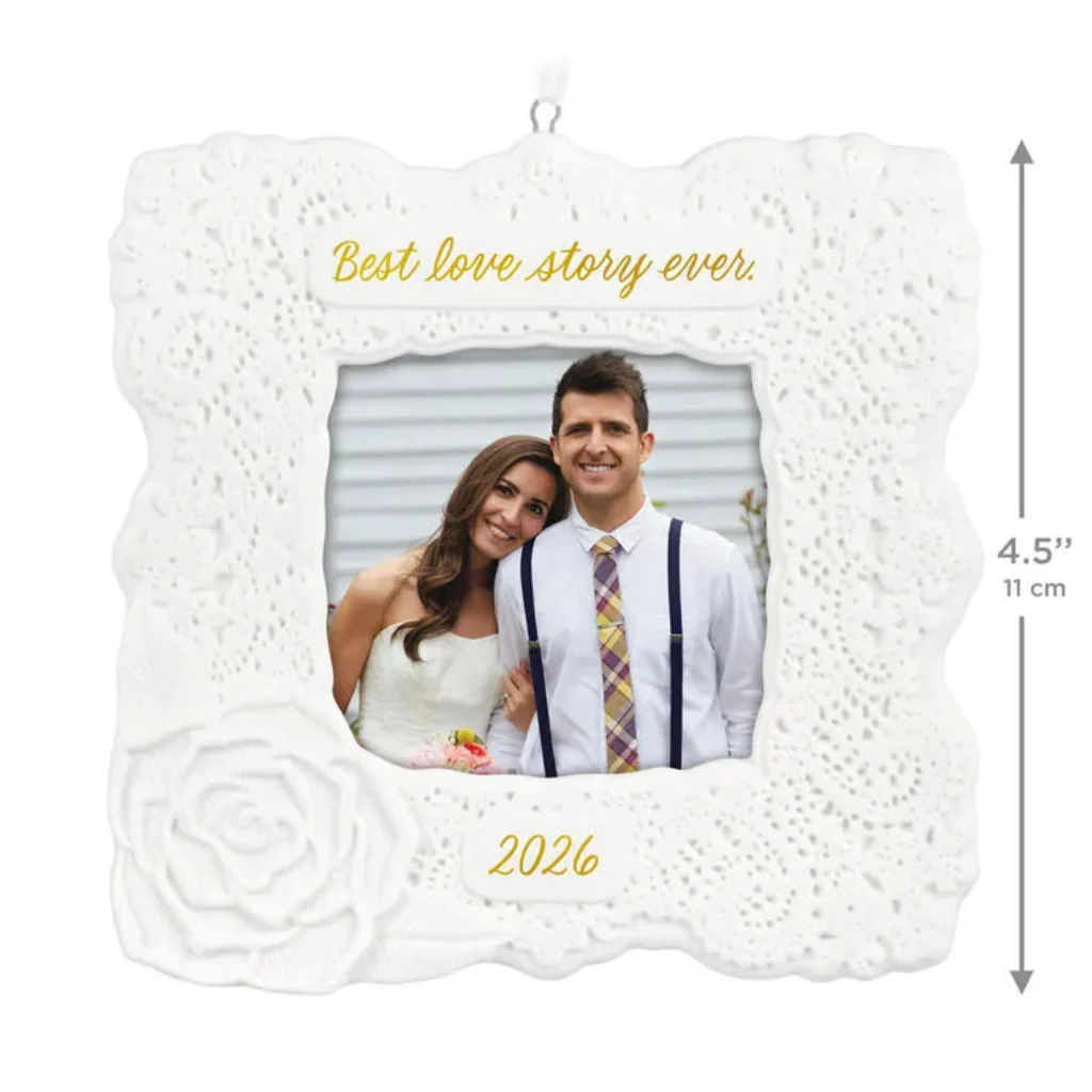 Hallmark : 2026 Keepsake  Best Love Story Ever Photo Frame Porcelain Ornament (46) - Image 3