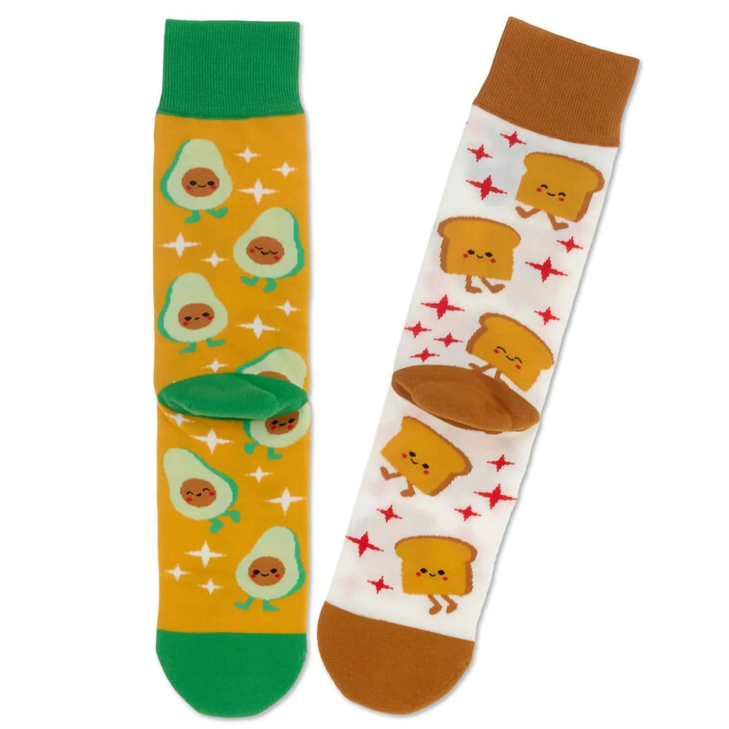 Hallmark : Better Together Avocado and Toast Funny Crew Socks