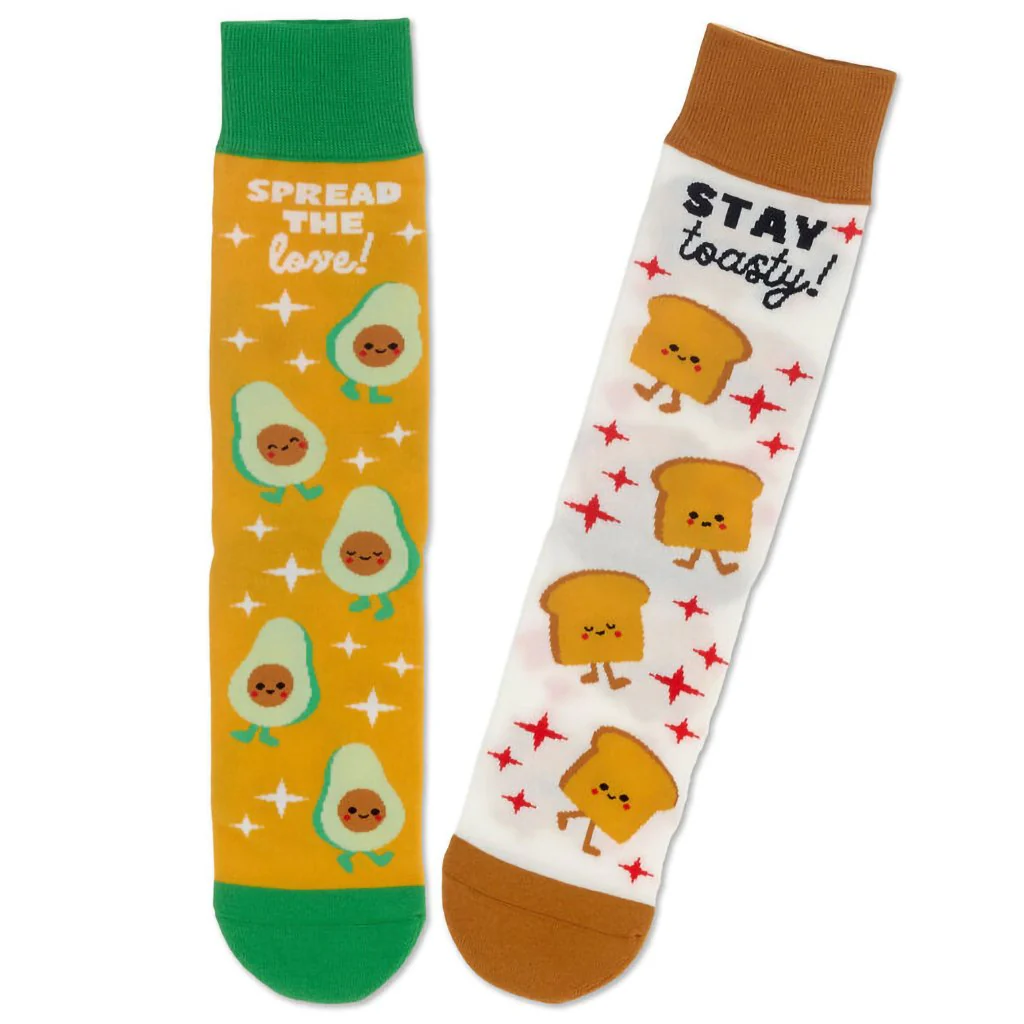 Hallmark : Better Together Avocado and Toast Funny Crew Socks - Image 2