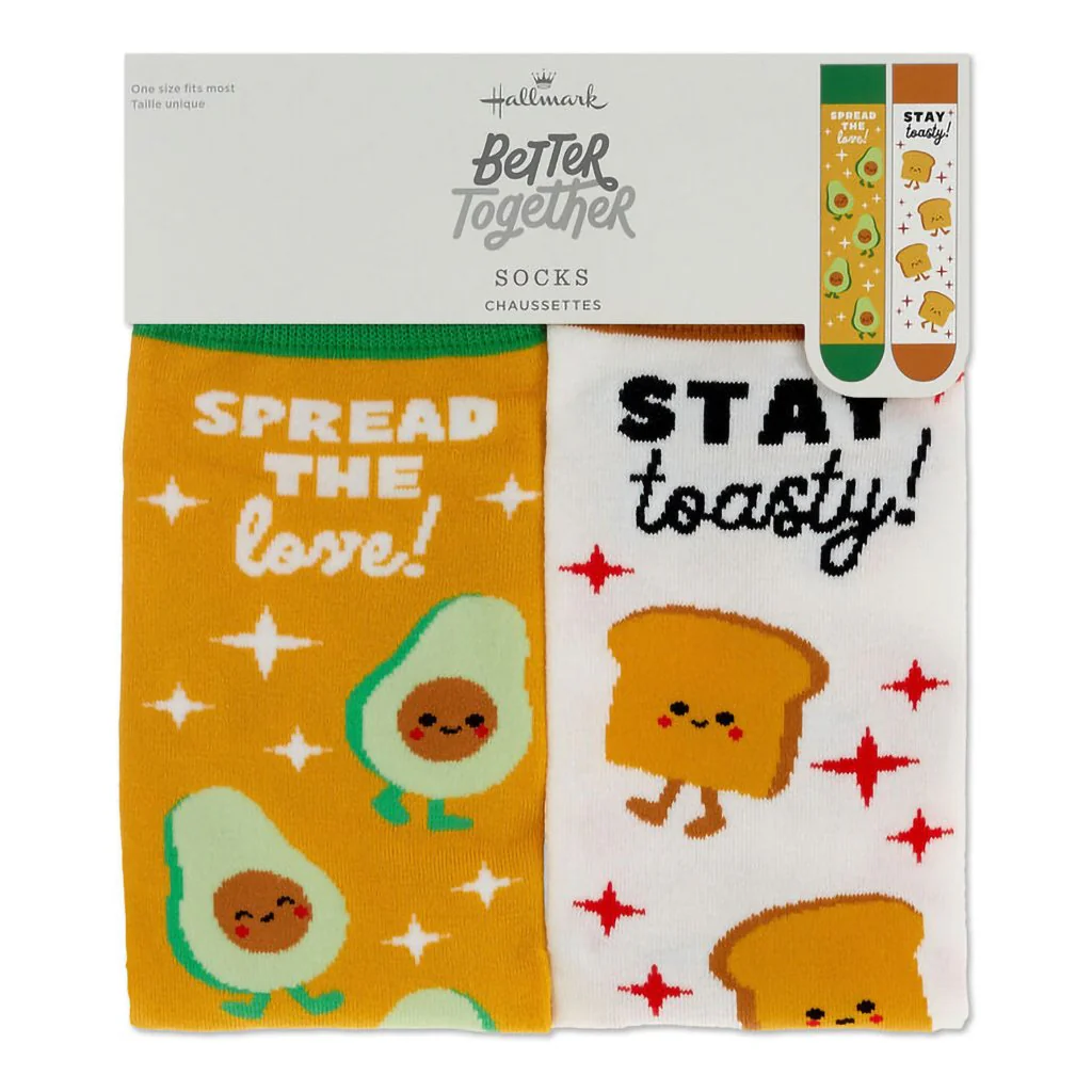 Hallmark : Better Together Avocado and Toast Funny Crew Socks - Image 3