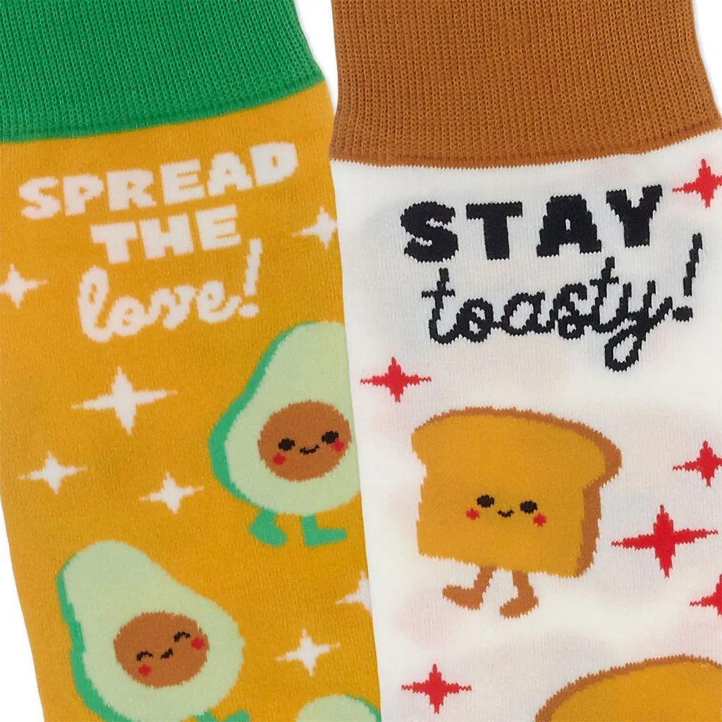 Hallmark : Better Together Avocado and Toast Funny Crew Socks - Image 4