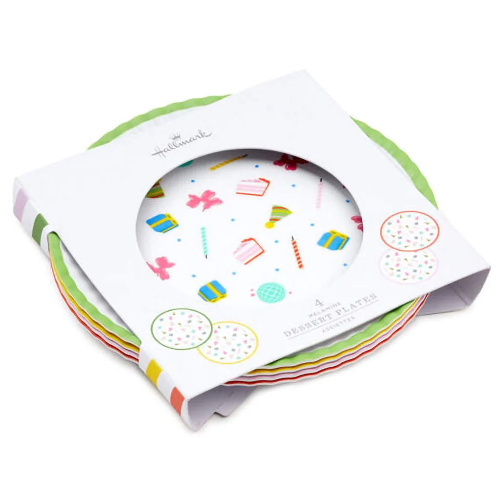 Hallmark : Birthday Celebration Icons Melamine Dessert Plates, Set of 4 - Image 4