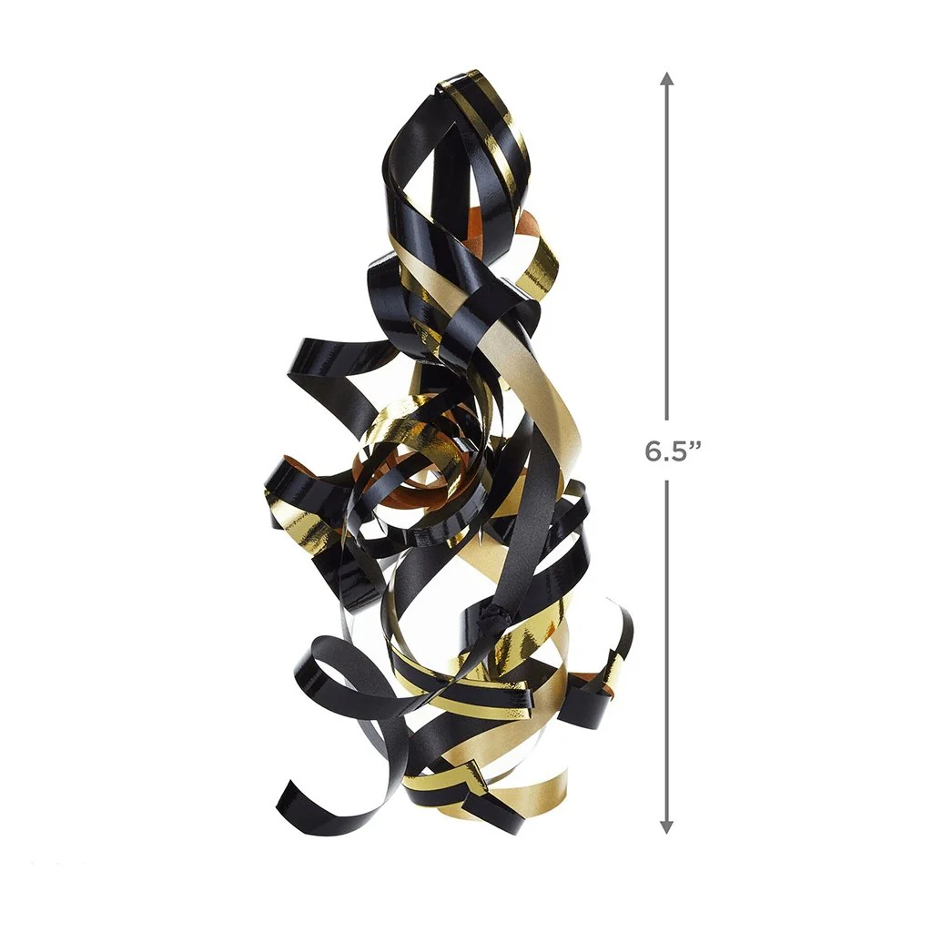 Hallmark : Black/Gold Curly Ribbon Gift Bow, 4.6" - Image 2