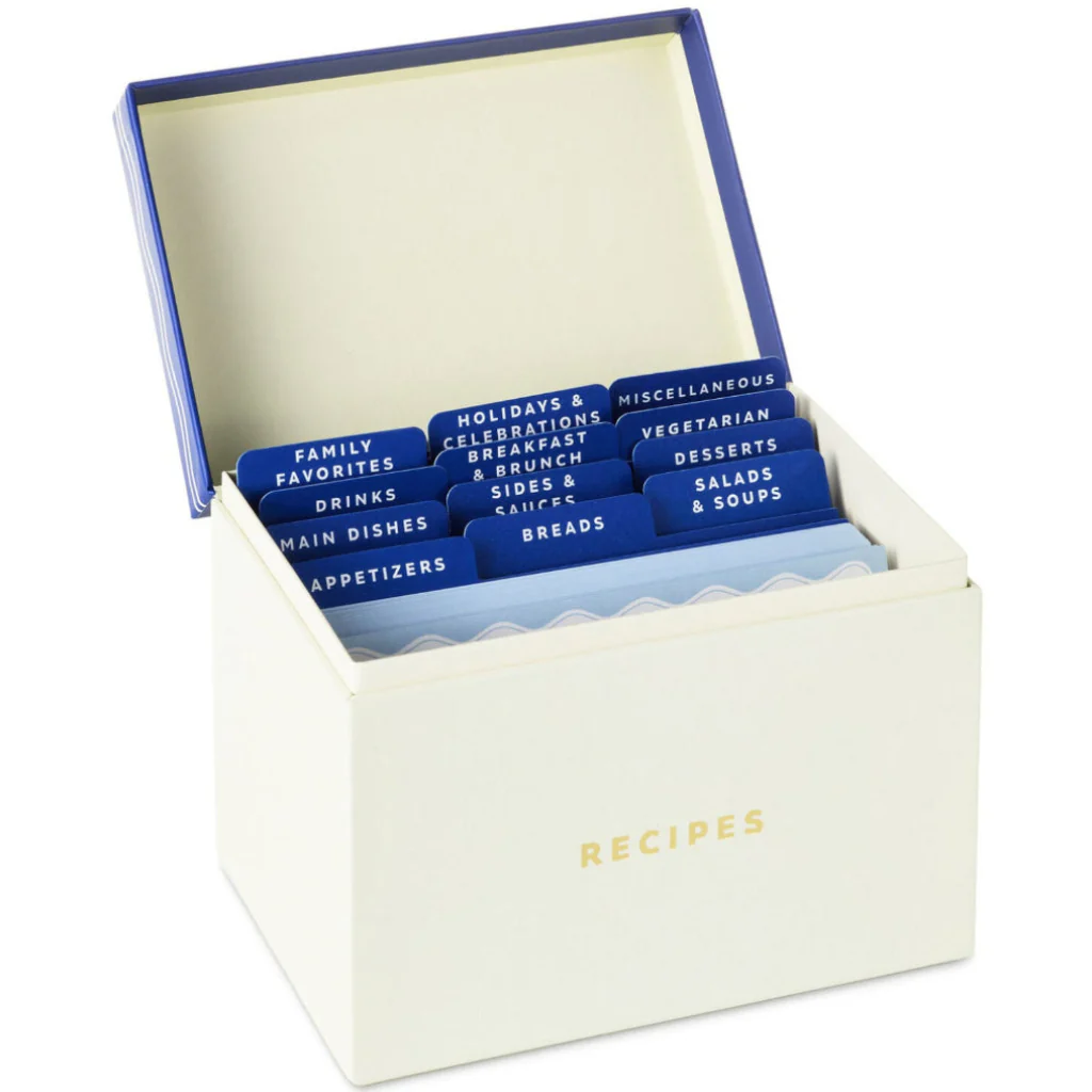 Hallmark : Blue and White Recipe Organizer Box With Recipe Cards - Image 2