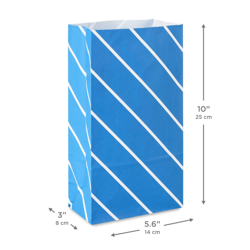 Hallmark : Bold Blue Stripes 8-Pack Paper Goodie Bags With Stickers - Image 3