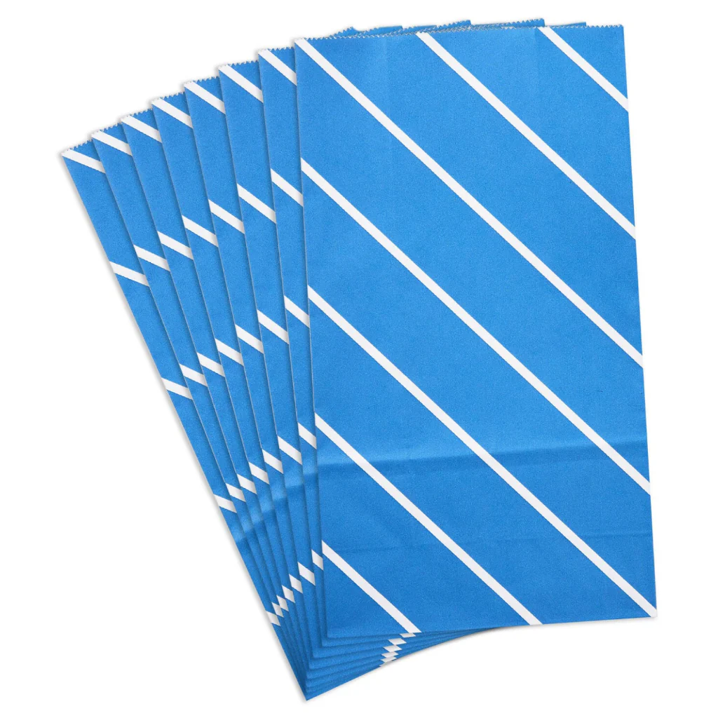 Hallmark : Bold Blue Stripes 8-Pack Paper Goodie Bags With Stickers - Image 4