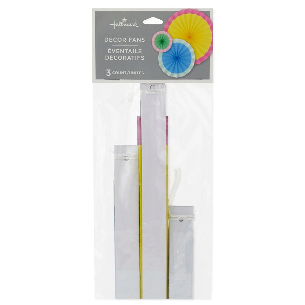 Hallmark : Bright Pastel Decorative Paper Fans, Set of 3 - Image 3