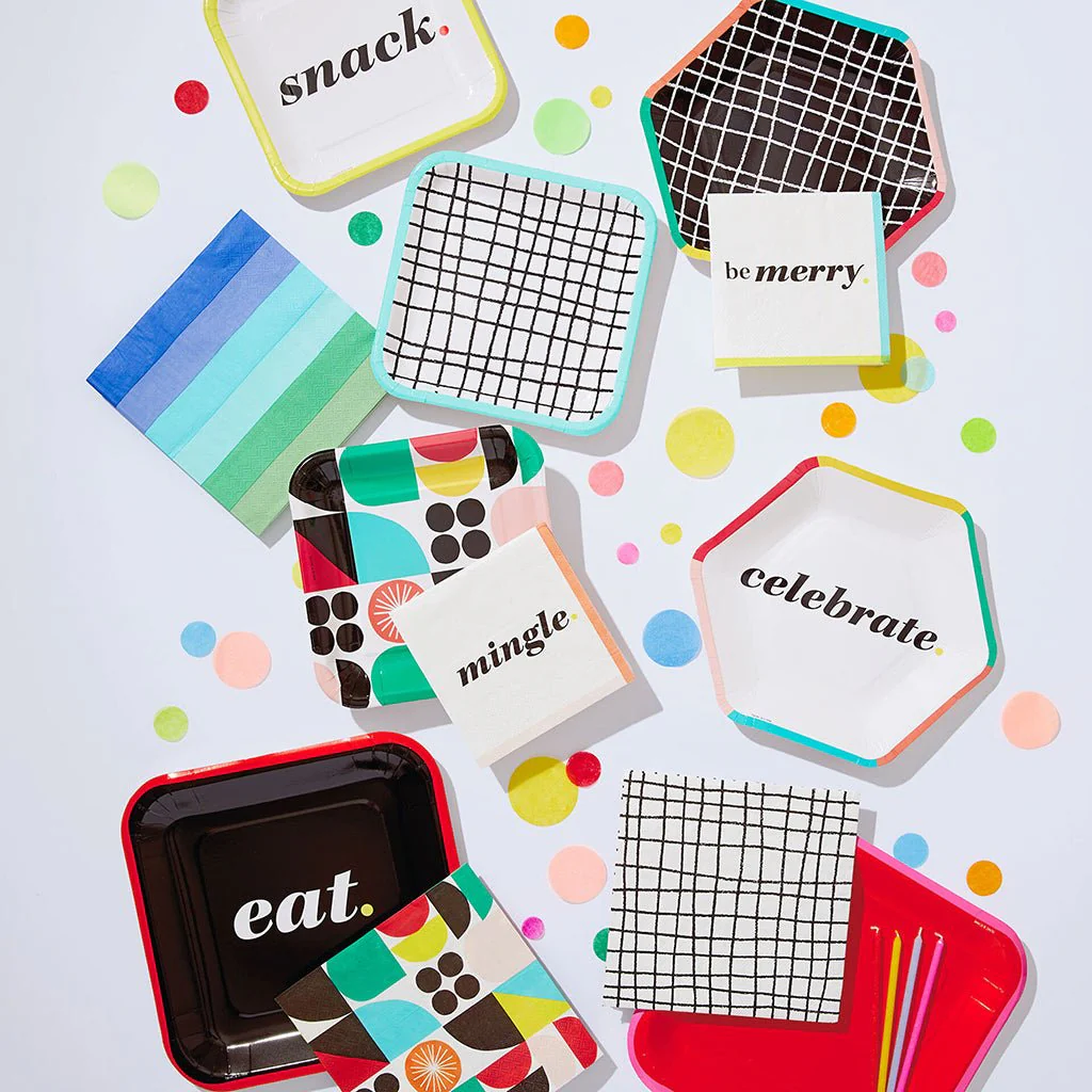 Hallmark : "Celebrate" Hexagonal Dessert Plates, Set of 8 - Image 2