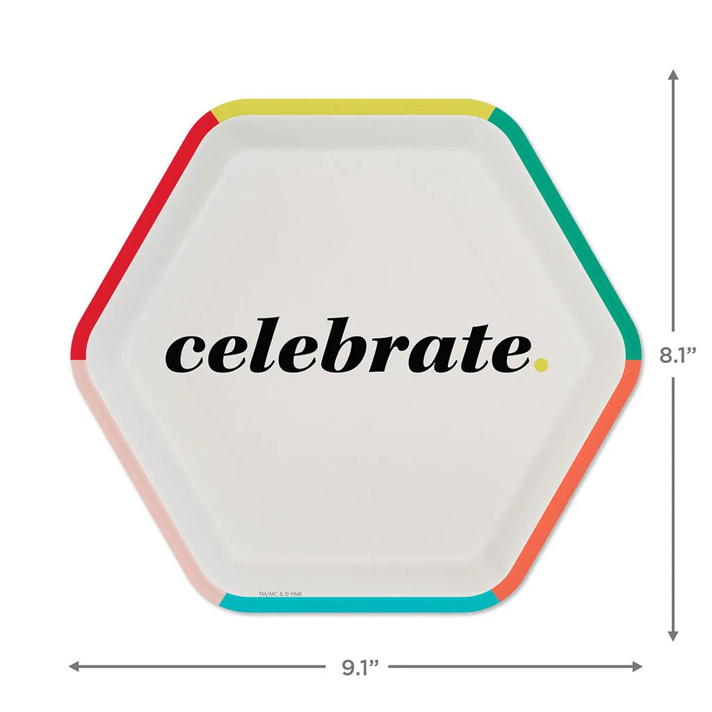 Hallmark : "Celebrate" Hexagonal Dessert Plates, Set of 8 - Image 3
