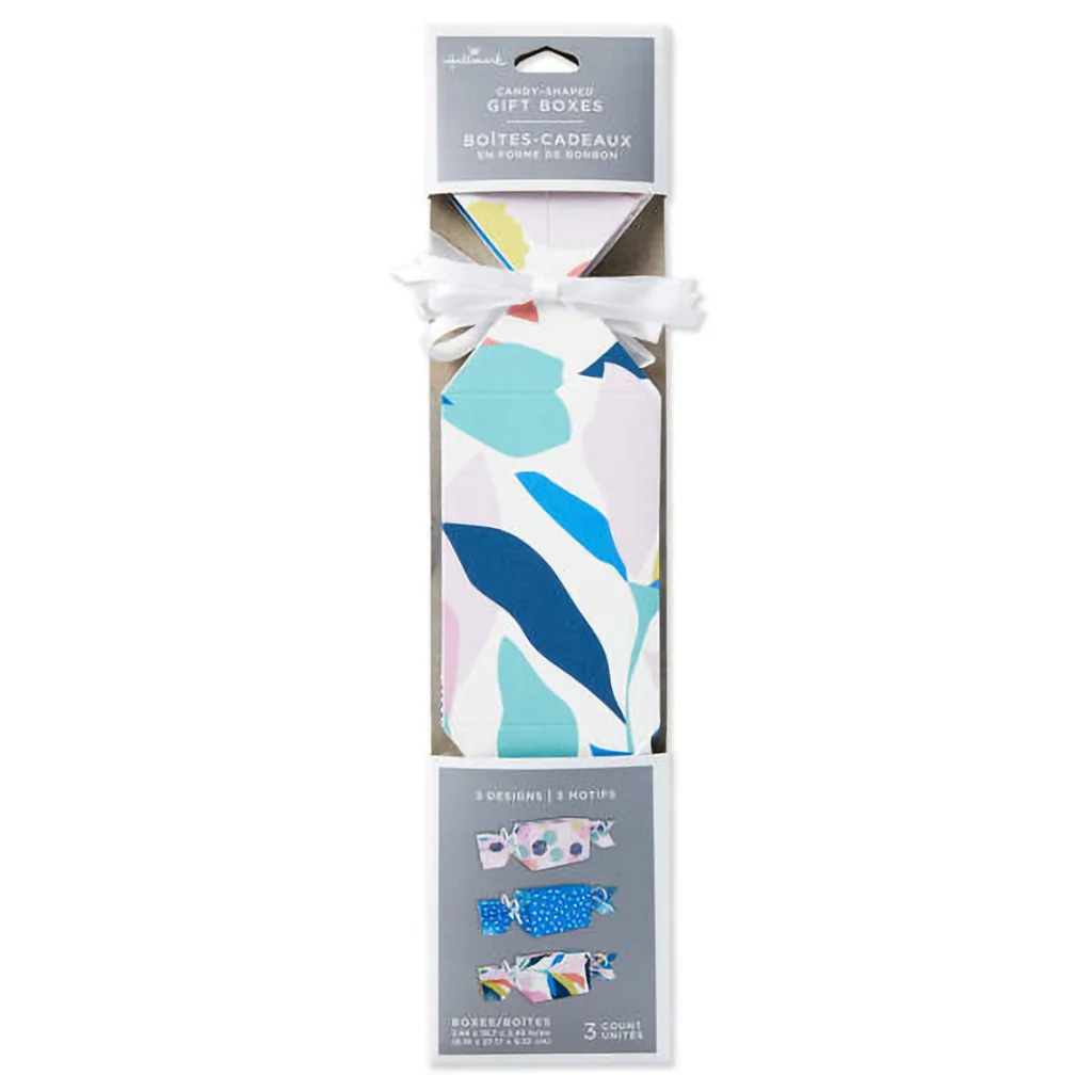 Hallmark : Colorful Dots and Flowers Candy-Shaped Party Favor Boxes, Set of 3 - Image 4