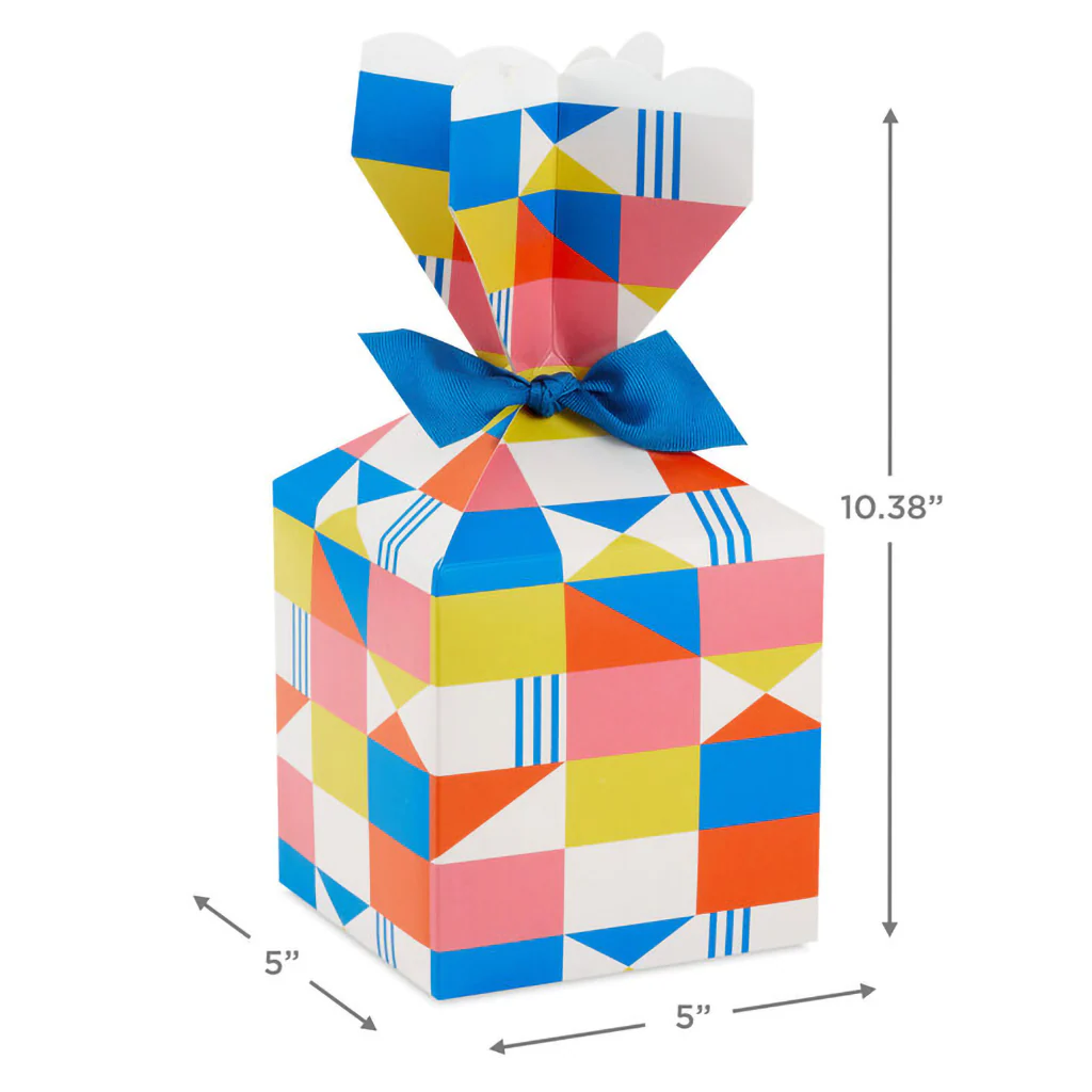 Hallmark : Colorful Geometric Vertical Treat Box With Ribbon Tie - Image 3