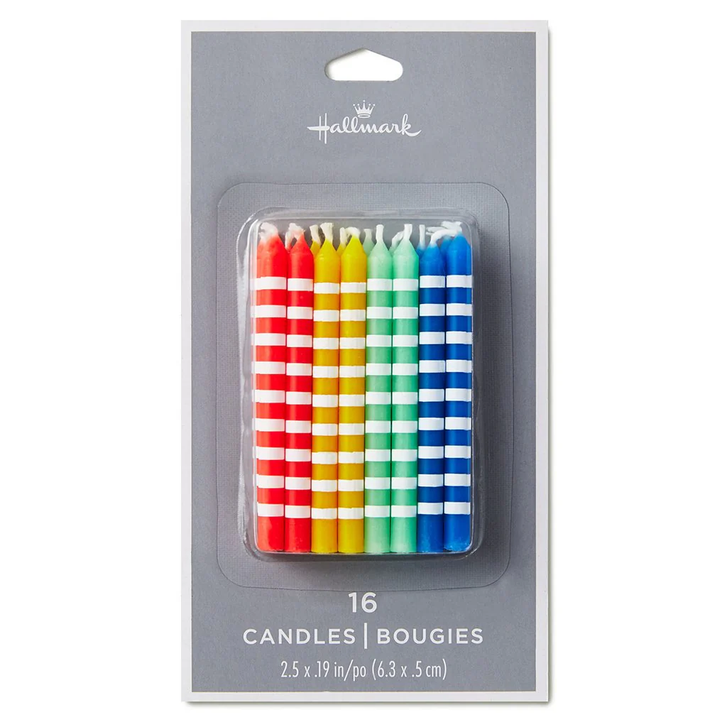 Hallmark : Colorful Striped Birthday Candles, Set of 16 - Image 2