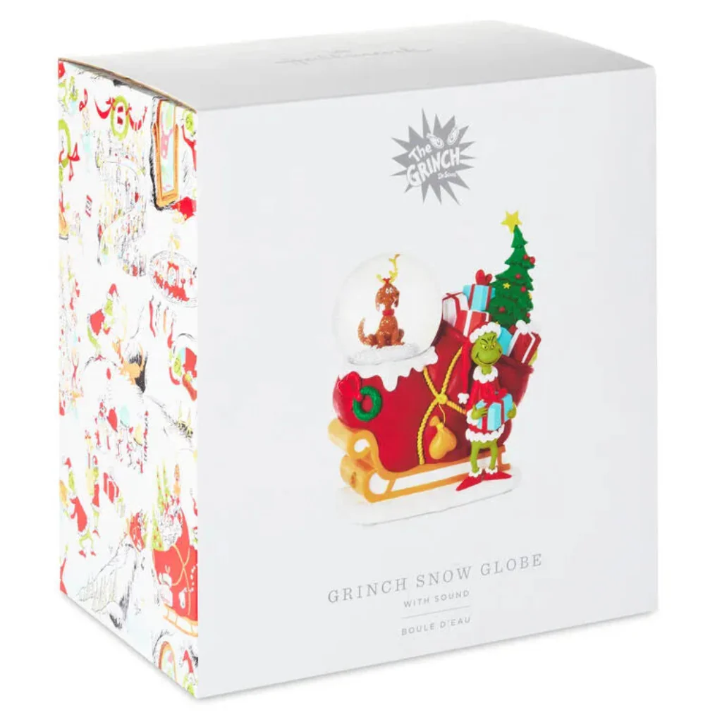 Hallmark : Dr. Seuss's How the Grinch Stole Christmas!™ Grinch, Max and Sleigh Snow Globe Figurine With Music - Image 3