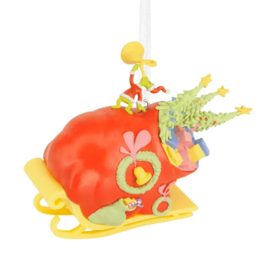 Hallmark :   Dr. Seuss's How the Grinch Stole Christmas!™ Grinch on Sleigh Ornament - Image 2