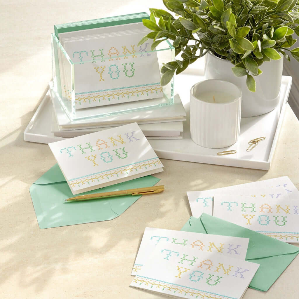 Hallmark : Embroidered Arts Thank You Note Cards Pack, Box of 10 - Image 4