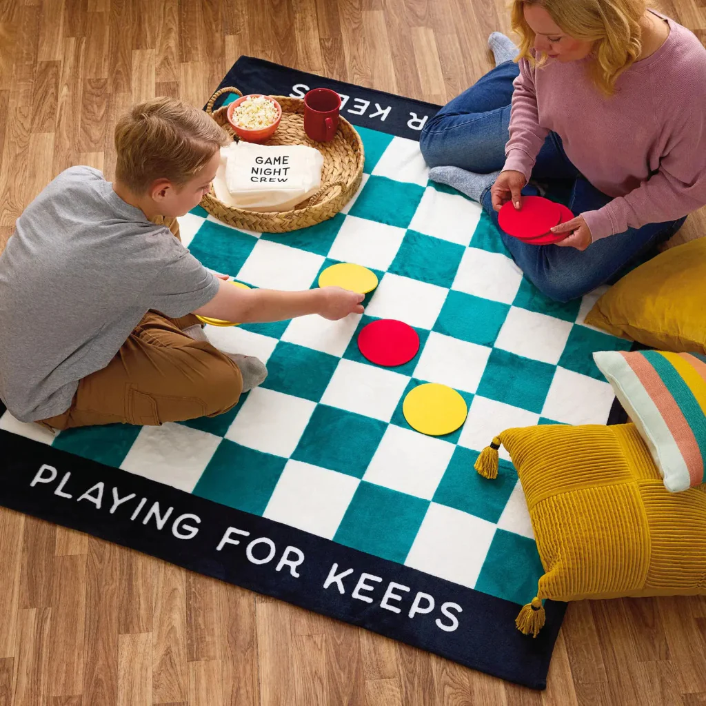Hallmark : Game Night Checkerboard Blanket With Playing Pieces - Image 2