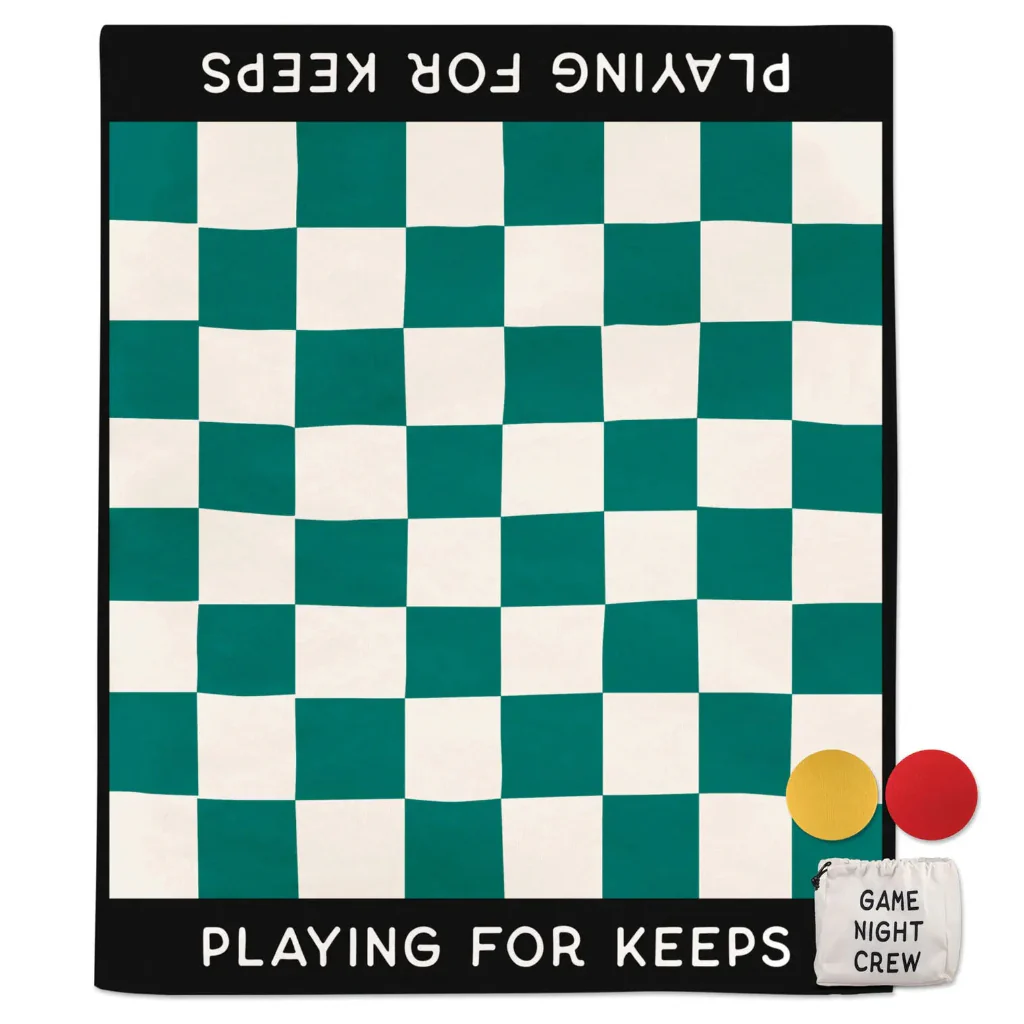 Hallmark : Game Night Checkerboard Blanket With Playing Pieces - Image 3