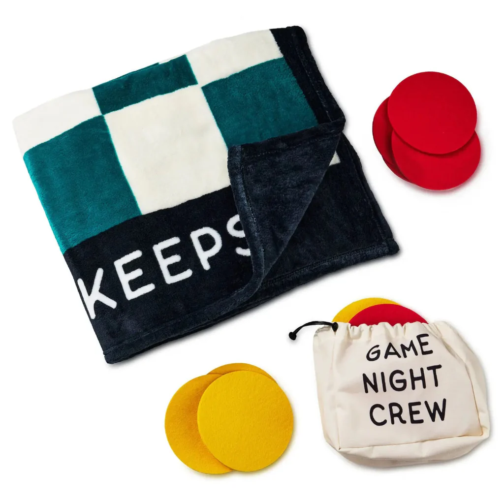 Hallmark : Game Night Checkerboard Blanket With Playing Pieces - Image 4
