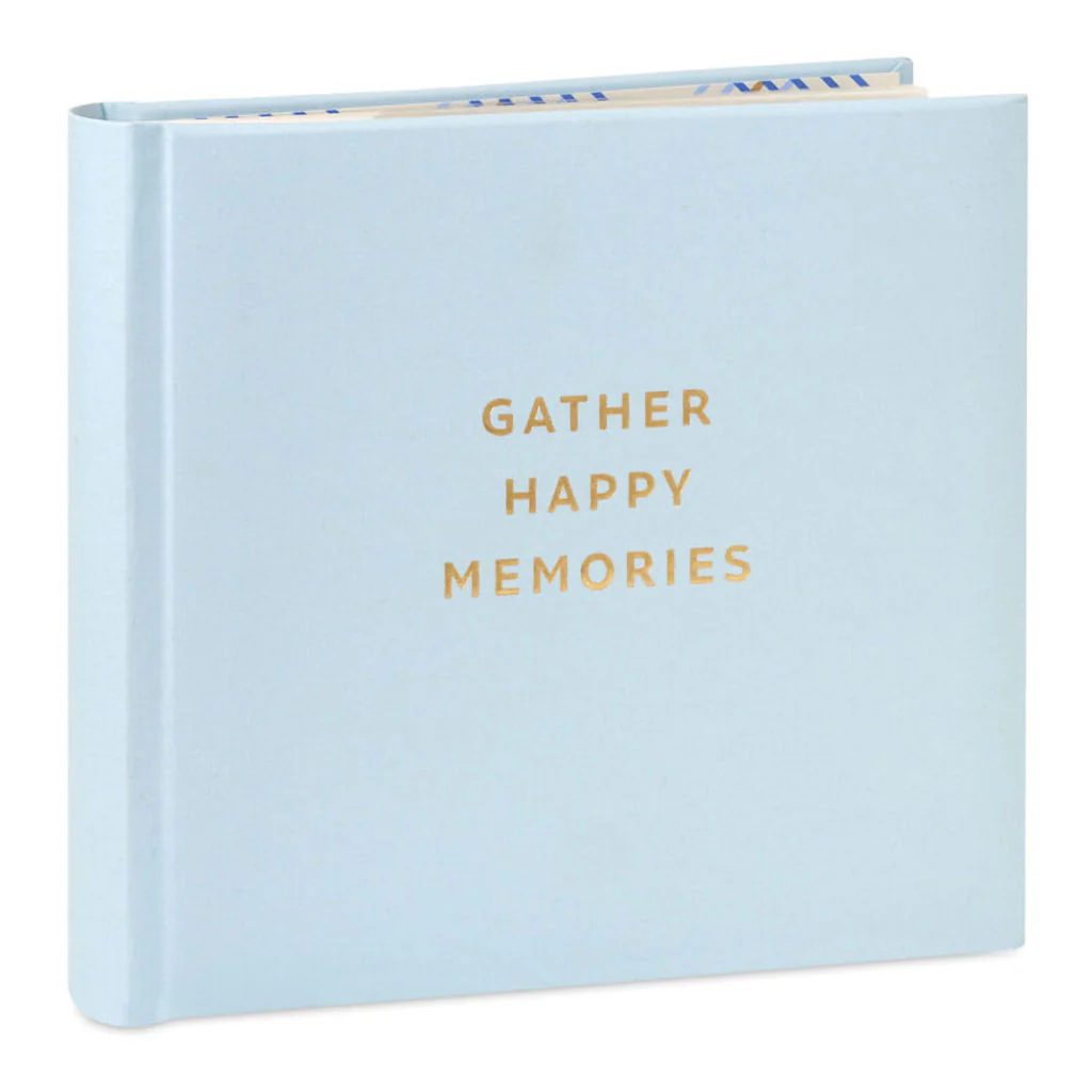 Hallmark : Gather Happy Memories Gold on Light Blue Linen Photo Album - Image 6