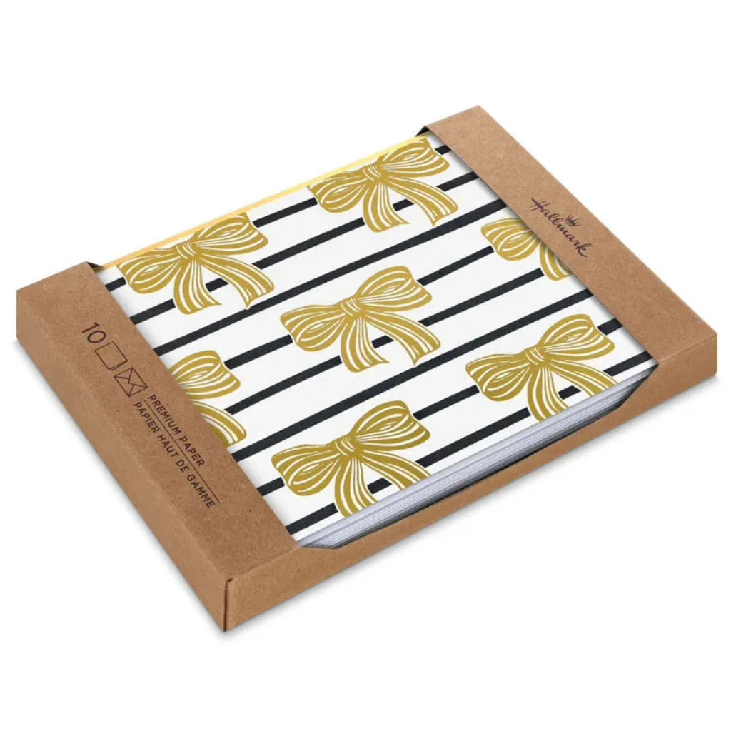 Hallmark : Gold Bows and Black Stripes Blank Note Cards Pack