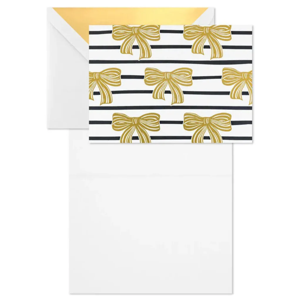 Hallmark : Gold Bows and Black Stripes Blank Note Cards Pack - Image 2