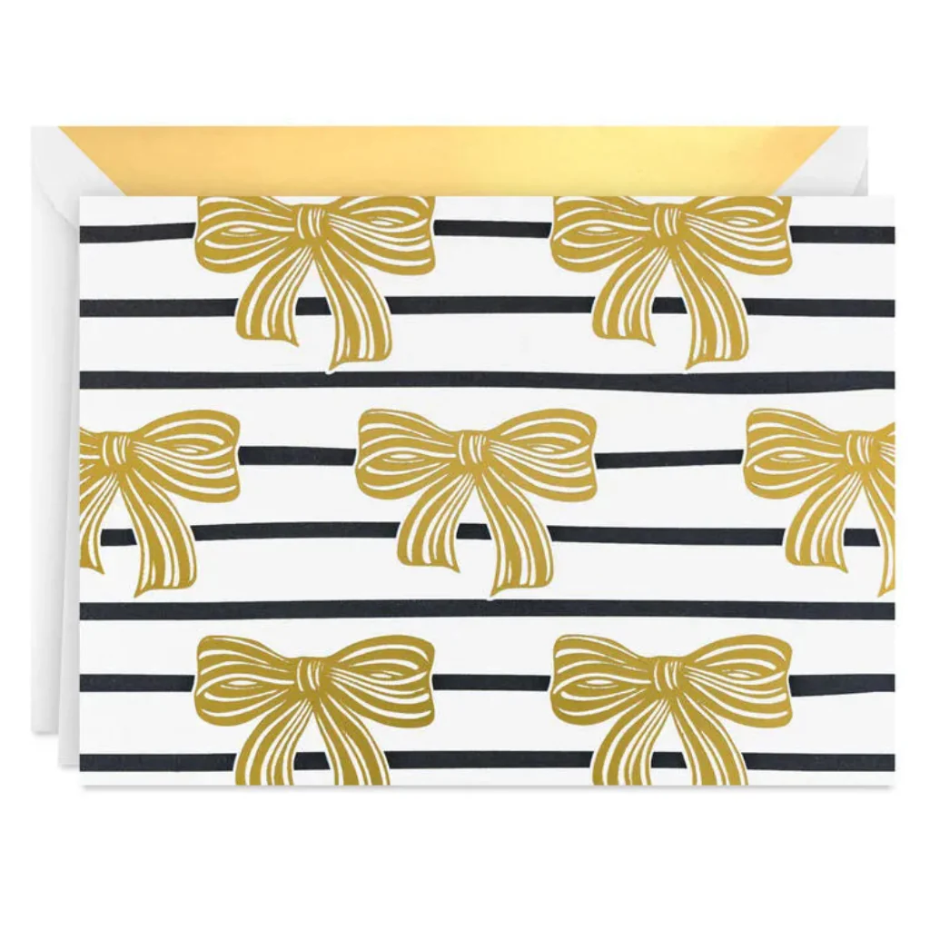 Hallmark : Gold Bows and Black Stripes Blank Note Cards Pack - Image 3