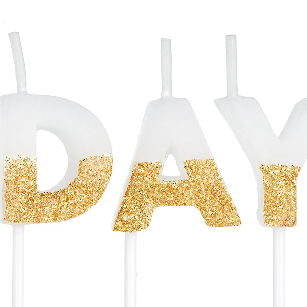 Hallmark : Gold Glitter Dipped "Happy Birthday" Candles - Image 3