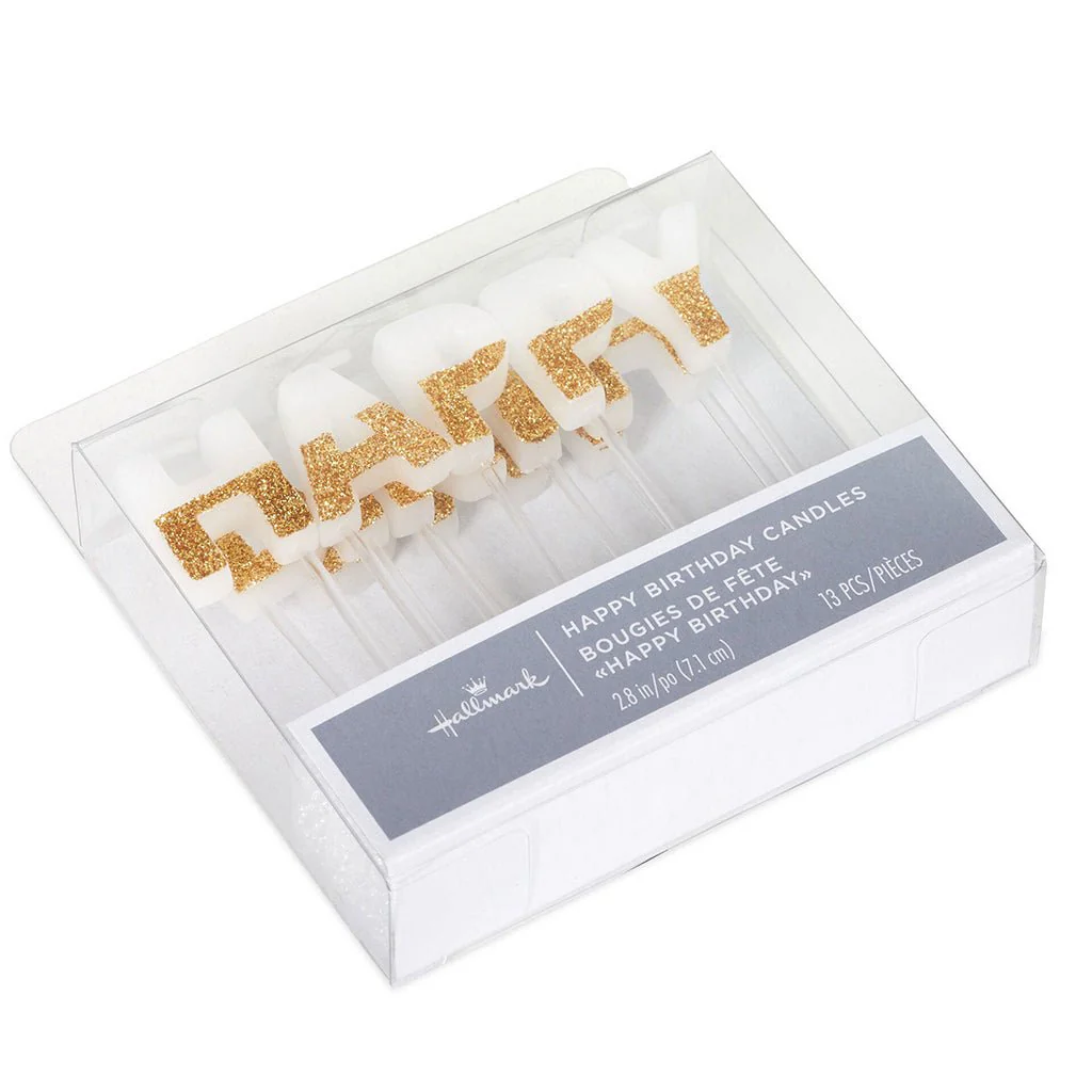 Hallmark : Gold Glitter Dipped "Happy Birthday" Candles - Image 4
