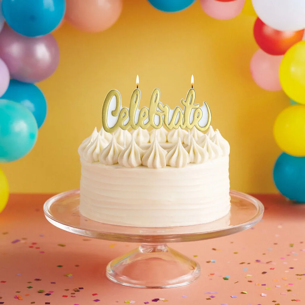 Hallmark : Gold Metallic "Celebrate" Birthday Candle - Image 2
