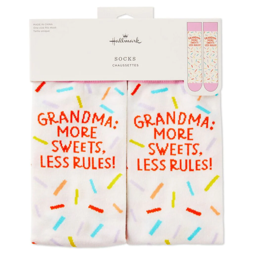 Hallmark : Grandma More Sweets Less Rules Novelty Crew Socks - Image 2