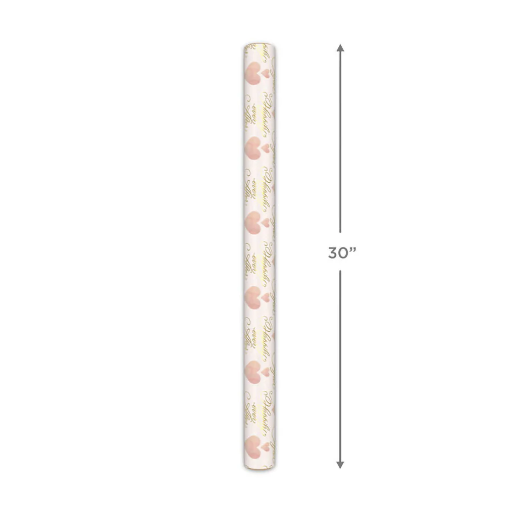 Hallmark : Hearts and Happily Ever After on Blush Wrapping Paper Roll, 20 sq. ft. - Image 4