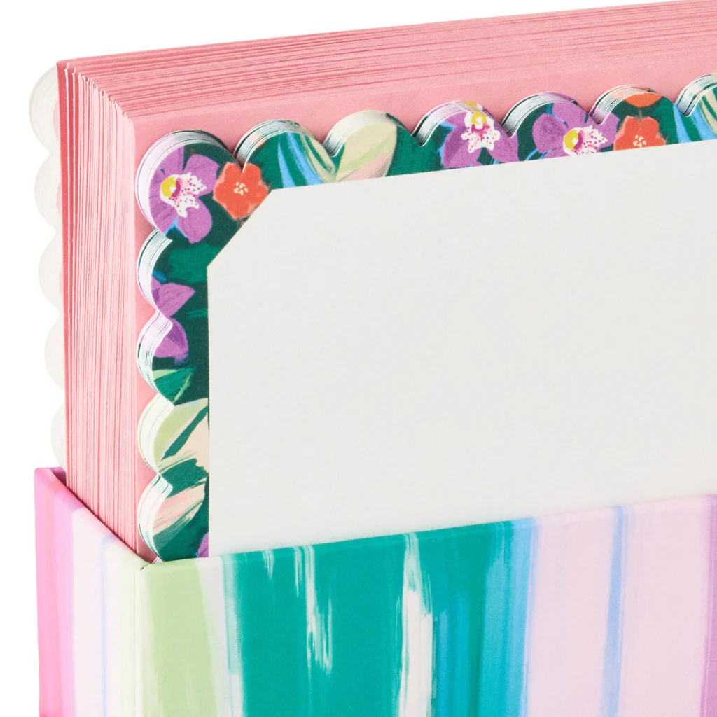 Hallmark : Lacey Chabert Collection Floral and Hello Bow Flat Note Cards in Caddy, Box of 40