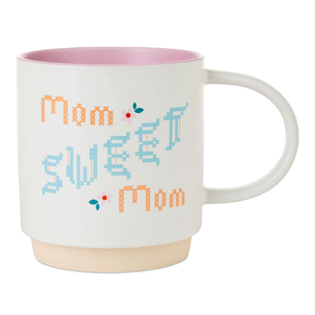 Hallmark : Mom Sweet Mom Cross-Stitch Mug, 16 oz.