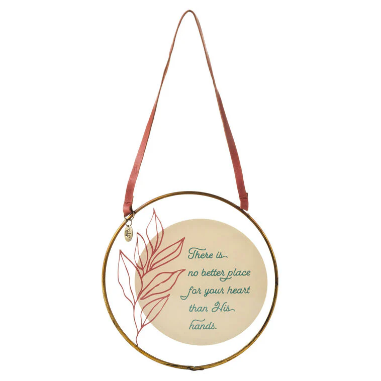 Hallmark : No Better Place Than in His Hands Hanging Glass Sentiment Sign