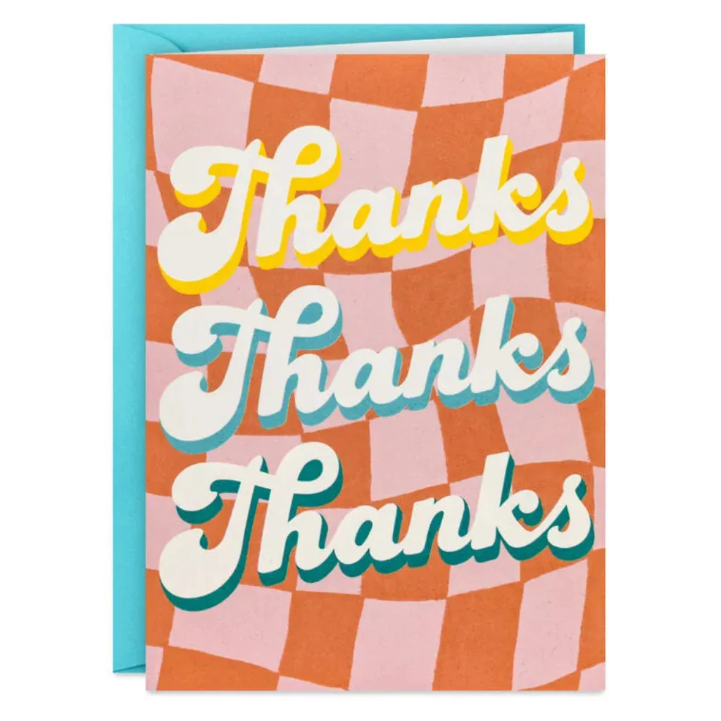Hallmark : Orange Retro Checkerboard Thank You Note Card Pack - Image 3