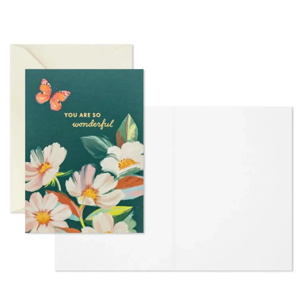 Hallmark : Painted Flowers on Teal Blank Note Cards Pack - Image 2