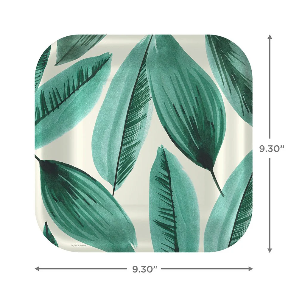 Hallmark : Palm Leaves Print Square Dinner Plates, Set of 8 - Image 3