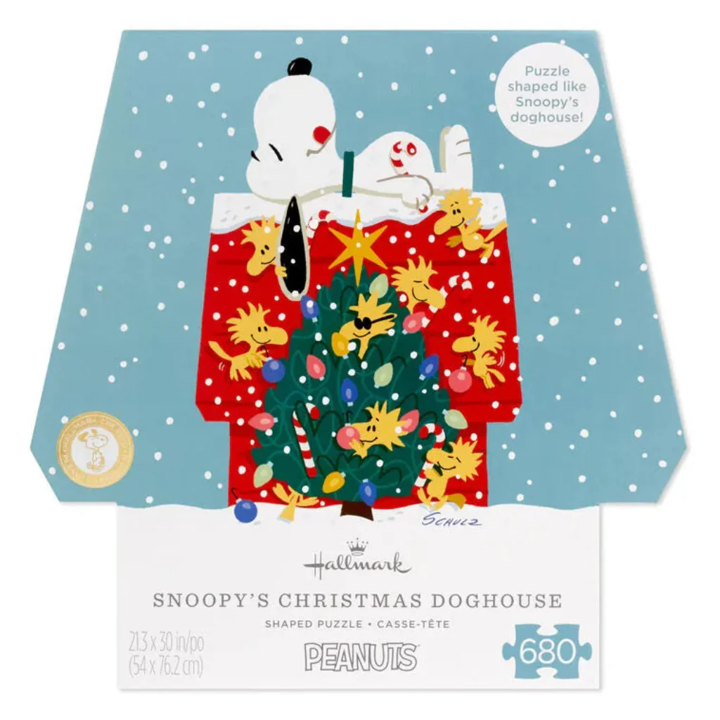 Hallmark : Peanuts Snoopy's Christmas Doghouse 680-Piece Shaped Puzzle