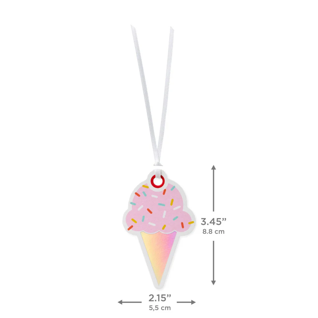 Hallmark : Pink Ice Cream Cone Die Cut Gift Tag - Image 3