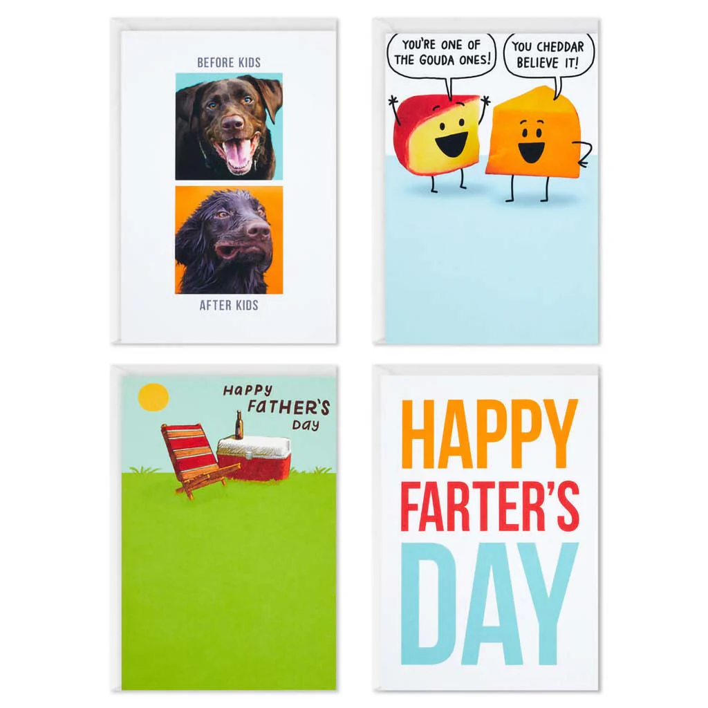 Hallmark : Punny Wishes Assorted Father's Day Cards, Pack of 4