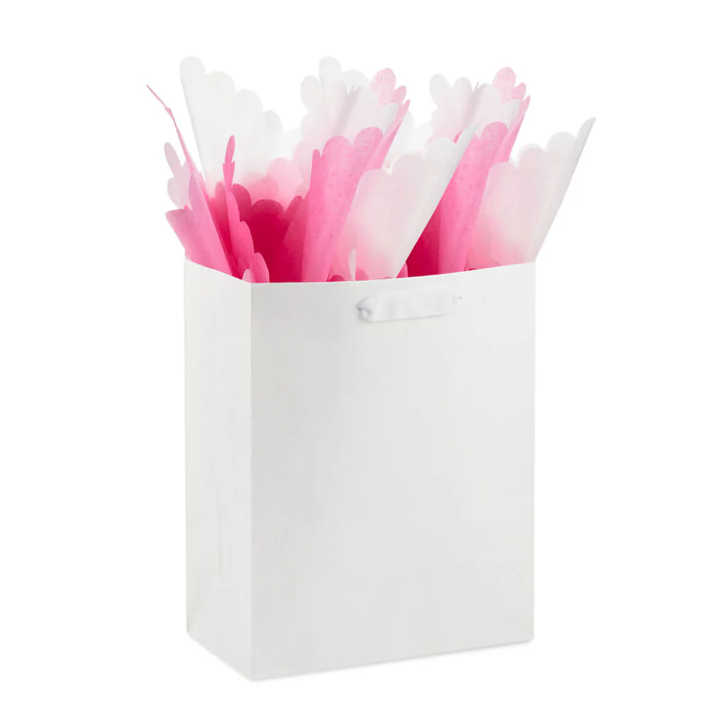 Hallmark : Scalloped Solid Pink and White 2-Pack Tissue Paper, 4 sheets - Image 5