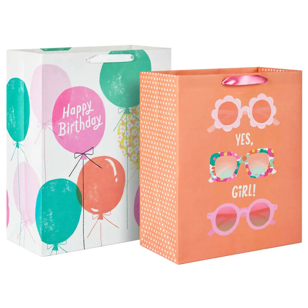 Hallmark : Sunglasses and Balloons 2-Pack Birthday Gift Bag Bundle