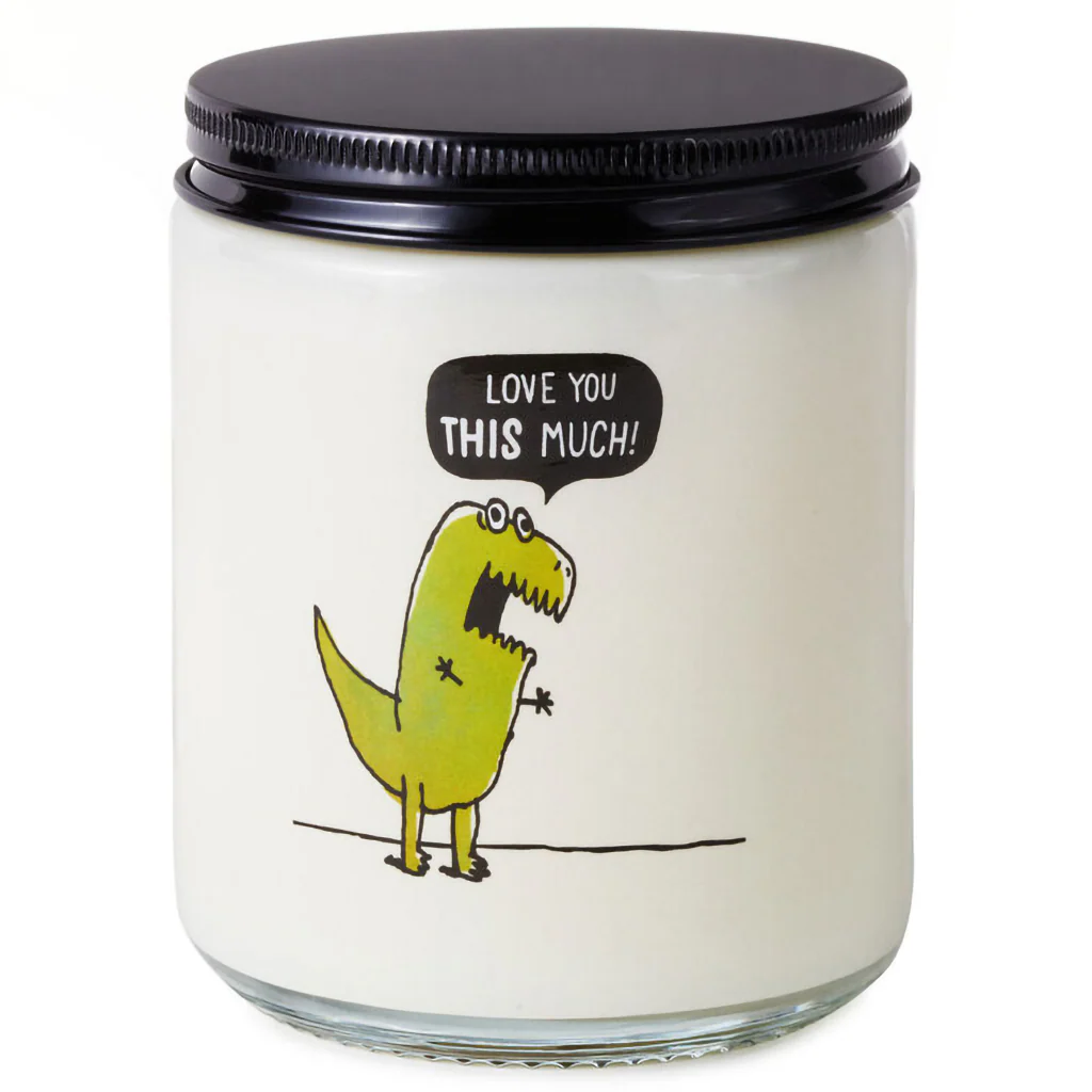Hallmark : T-Rex Love You This Much Scented Single-Wick Jar Candle, 7 oz.