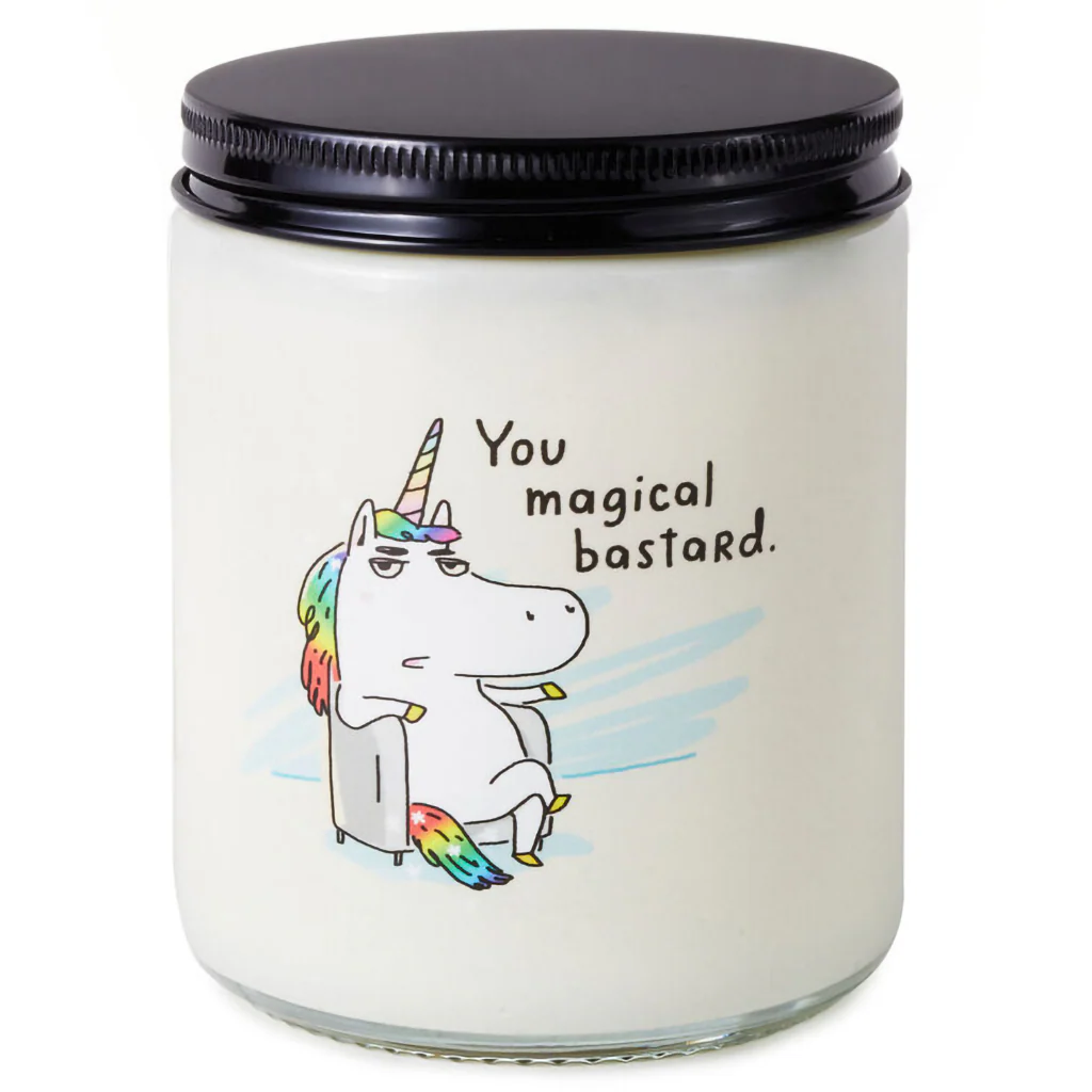 Hallmark : Unicorn You Magical Bastard Scented Single-Wick Jar Candle, 7 oz.