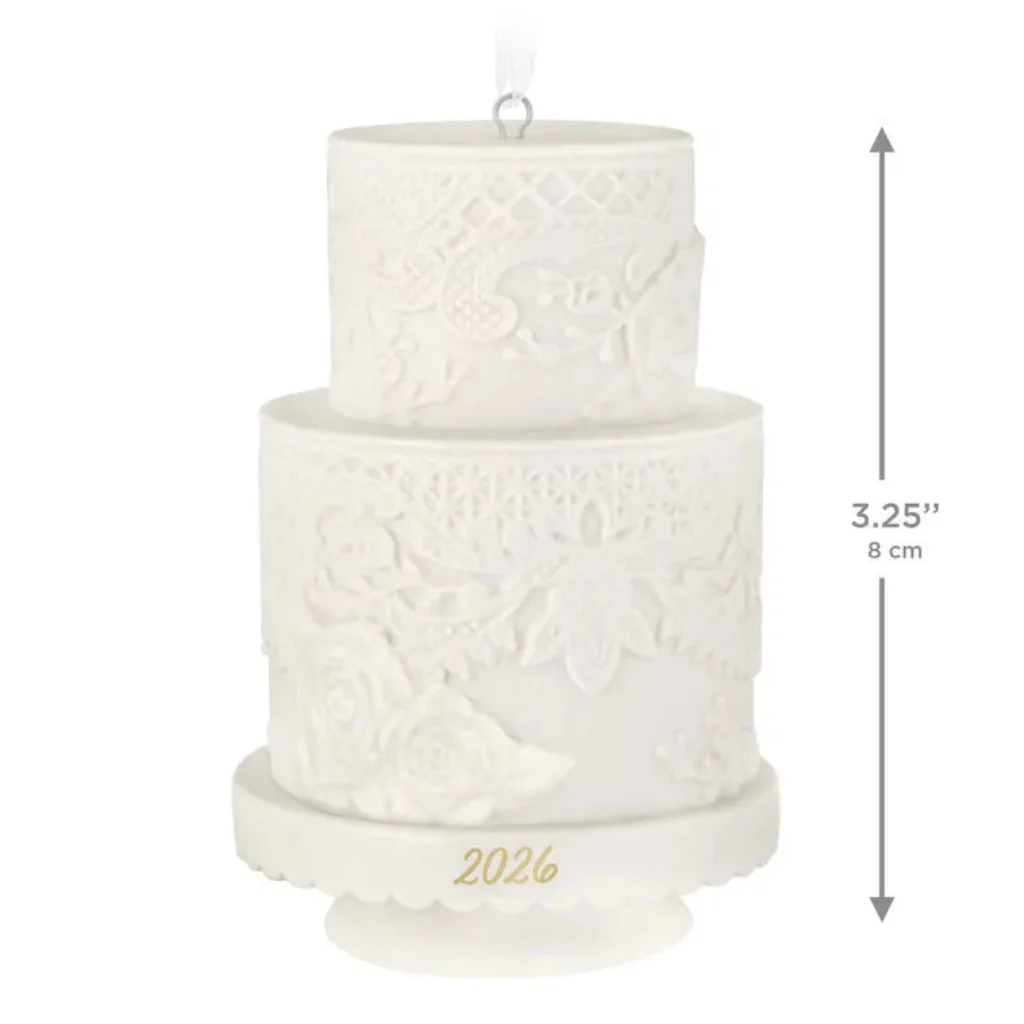 Hallmark : 2026 Keepsake  Wedding Cake Porcelain Ornament (335) - Image 3