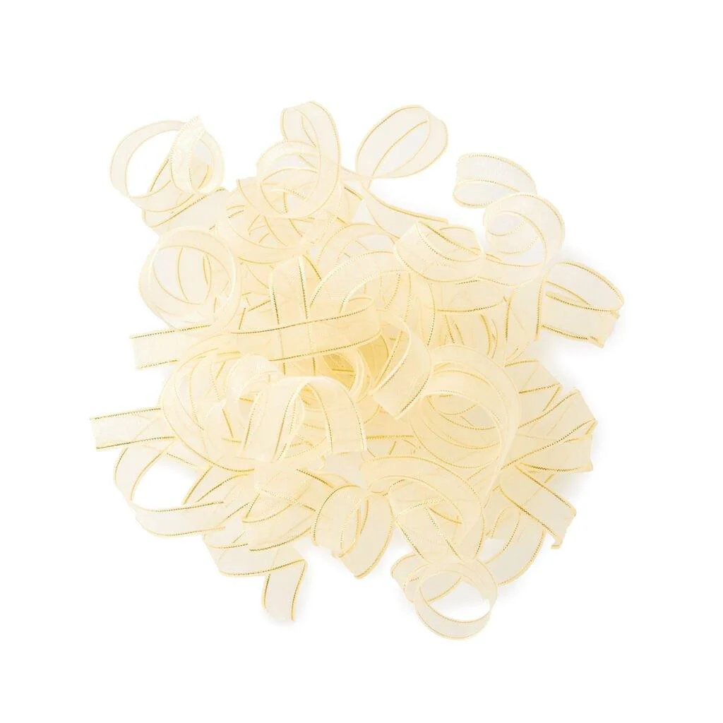 Hallmark : White and Gold Sheer Curly Ribbon Bow, 7.5"
