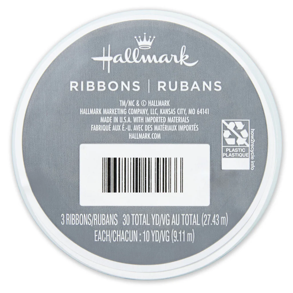 Hallmark : White/Matte Silver/Metallic Black 3-Pack Curling Ribbon - Image 2