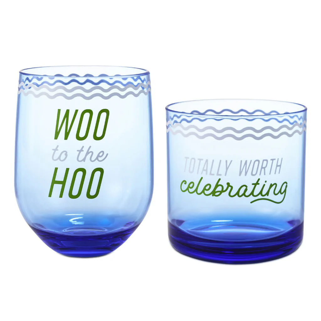 Hallmark : Woo Hoo Worth Celebrating Drinking Glasses, Set of 2