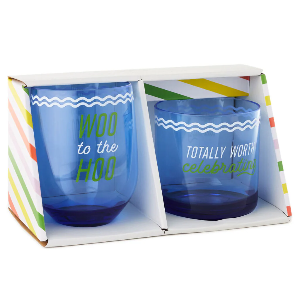 Hallmark : Woo Hoo Worth Celebrating Drinking Glasses, Set of 2 - Image 2