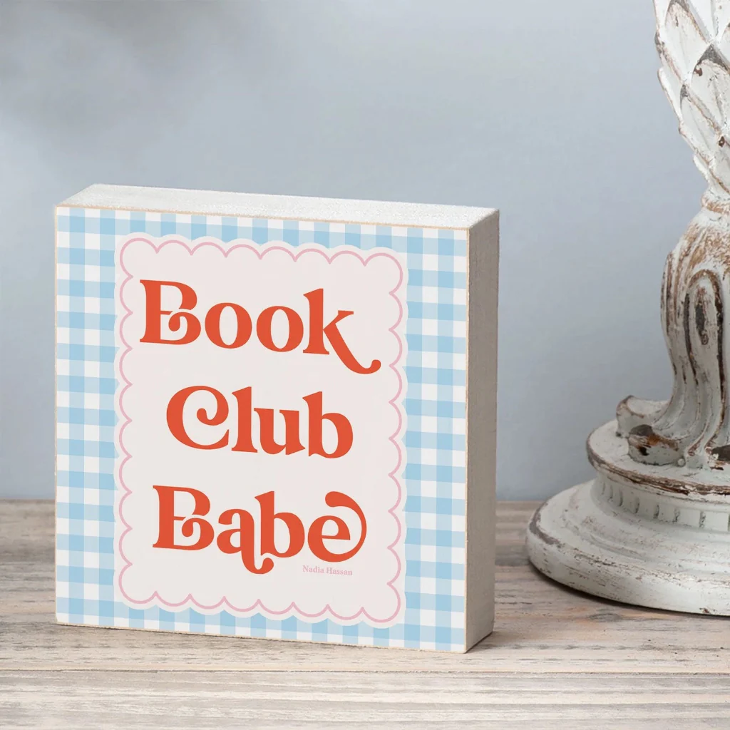 Highland : Home Book Club Babe Freestanding Solid Wood Block Sign - Image 3
